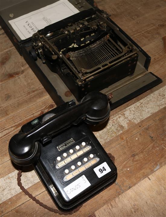 Typewriter & office telephone